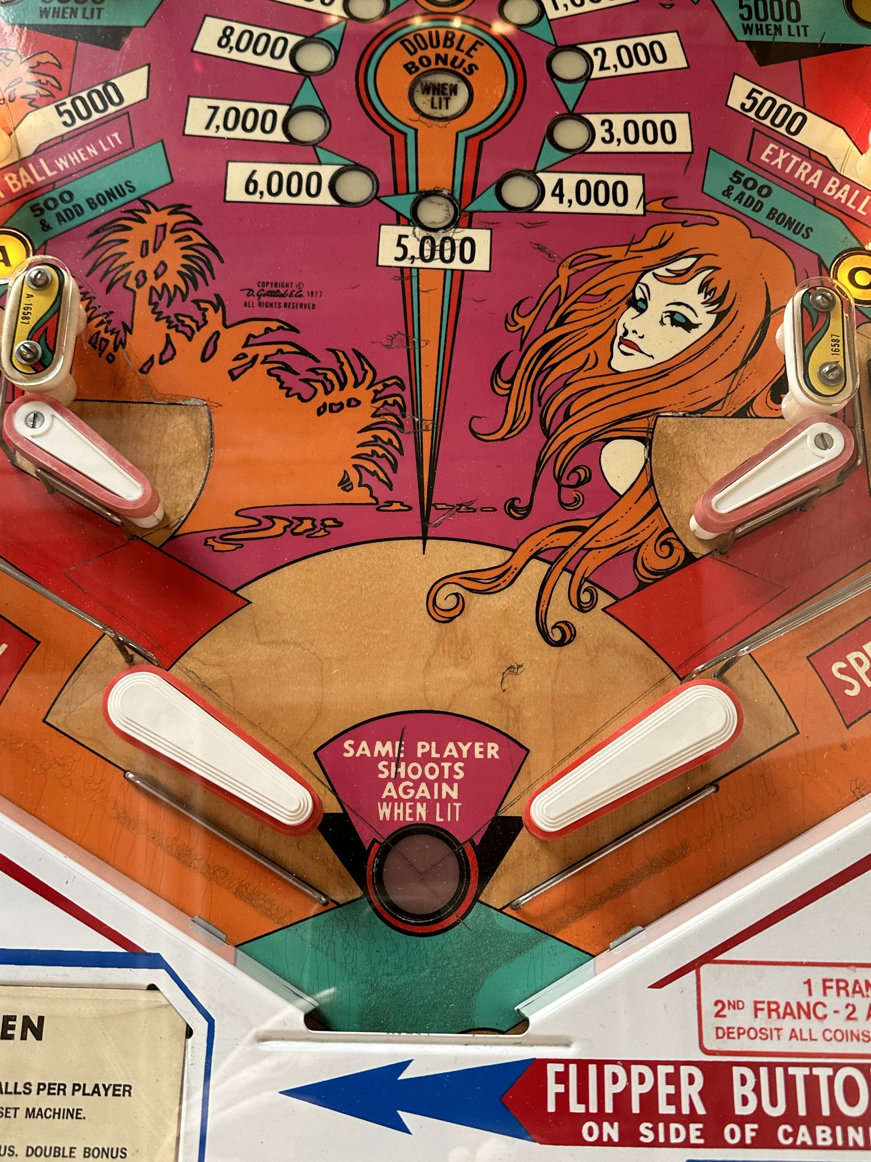 Pinball machine Jungle Queen Gottlieb USA 1977