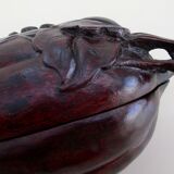Incense box (Japanese Kogo) carved wooden in the shape of a pod