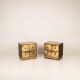 Aldo Frigerio Italian Walnut Burl and Gold-Laminated Brass Bagdad Nightstands