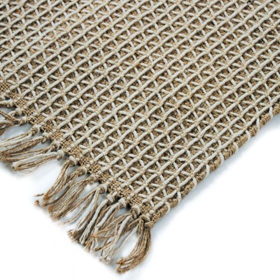 Beige jute and cotton rug 160 x 230 cm