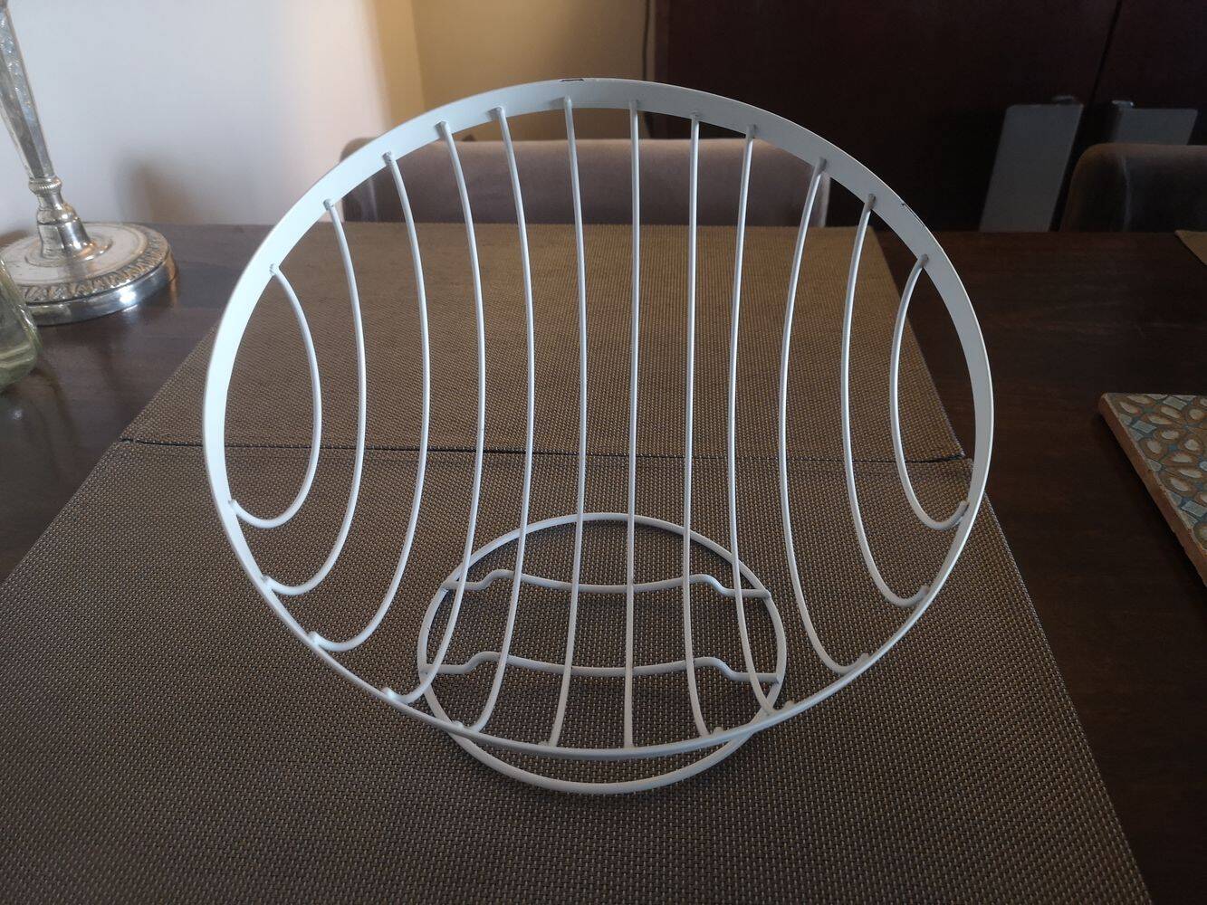 White painted metal fruit basket - Space Age - 1970s/1980s