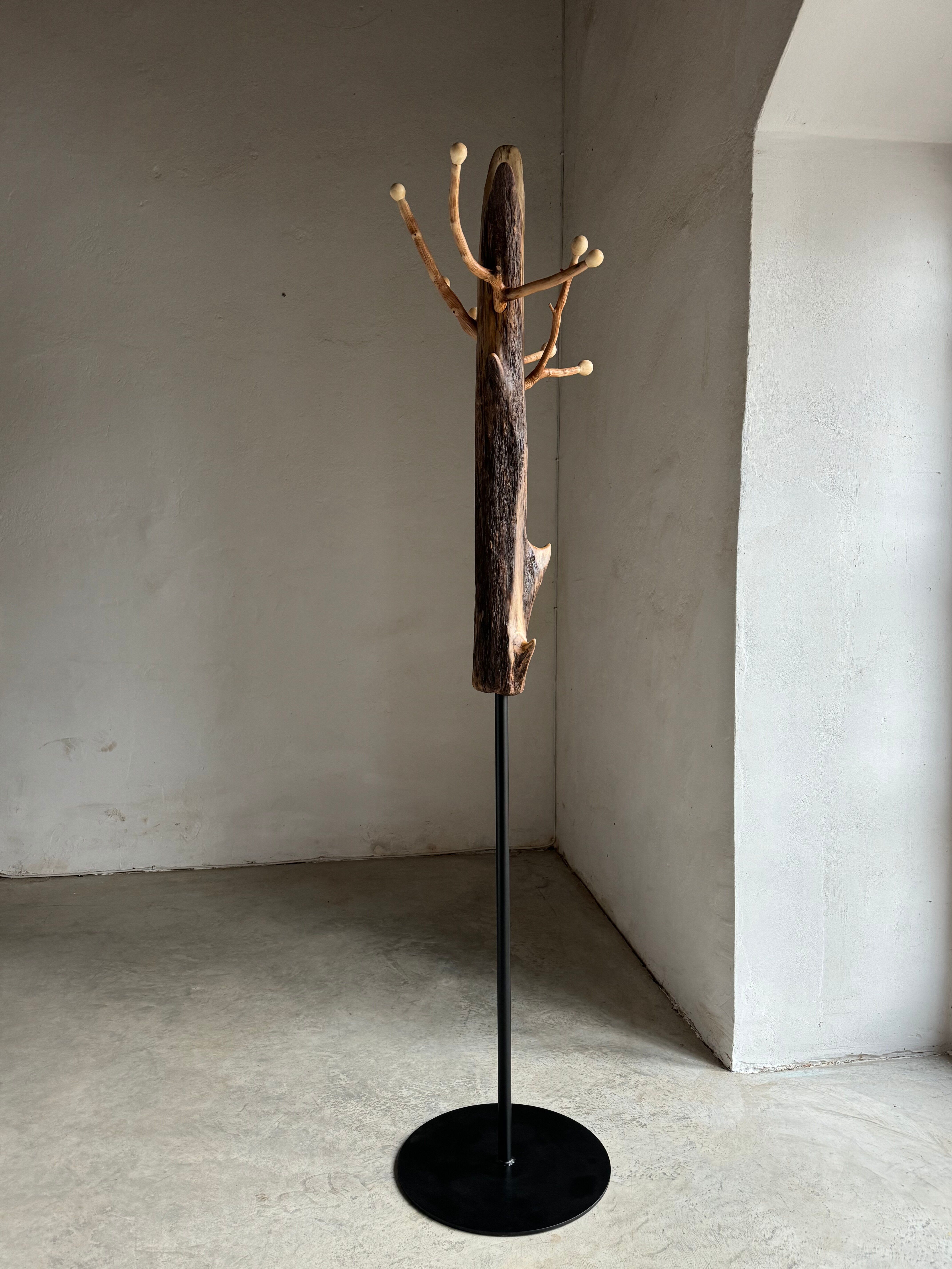 Standing Coat Rack with Hazel Branch Hooks