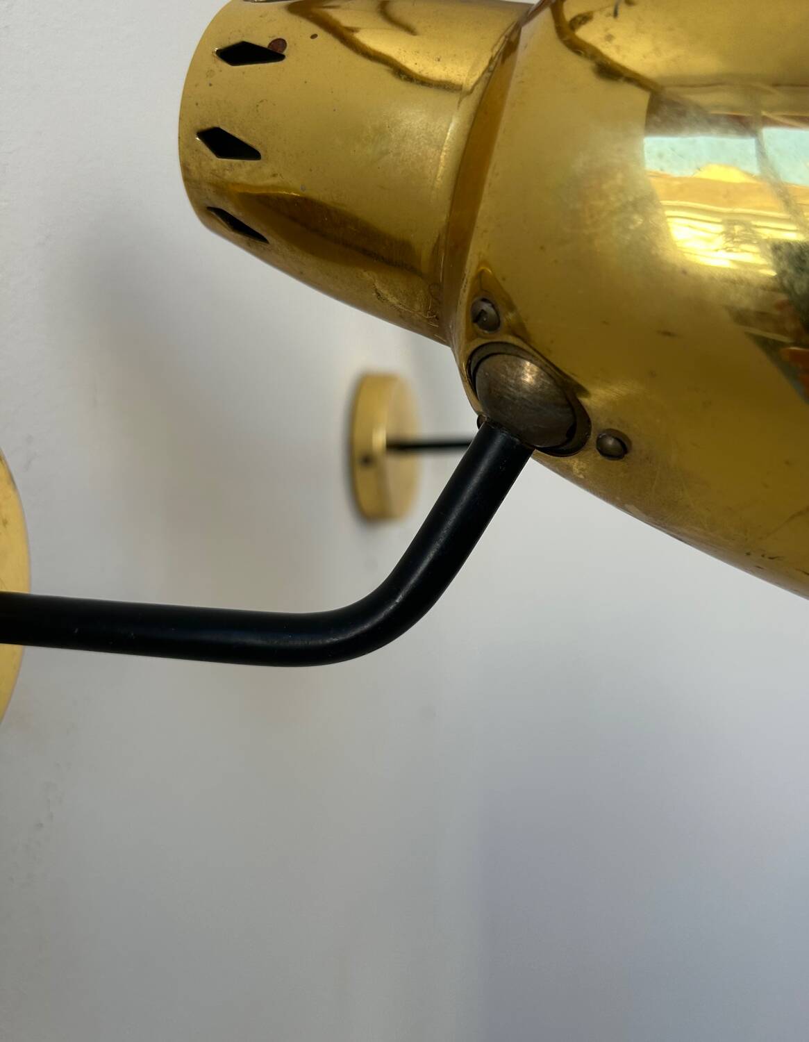 Pair of vintage adjustable wall lights, brass, France 1960