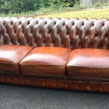 3-seater leather chesterfield sofa