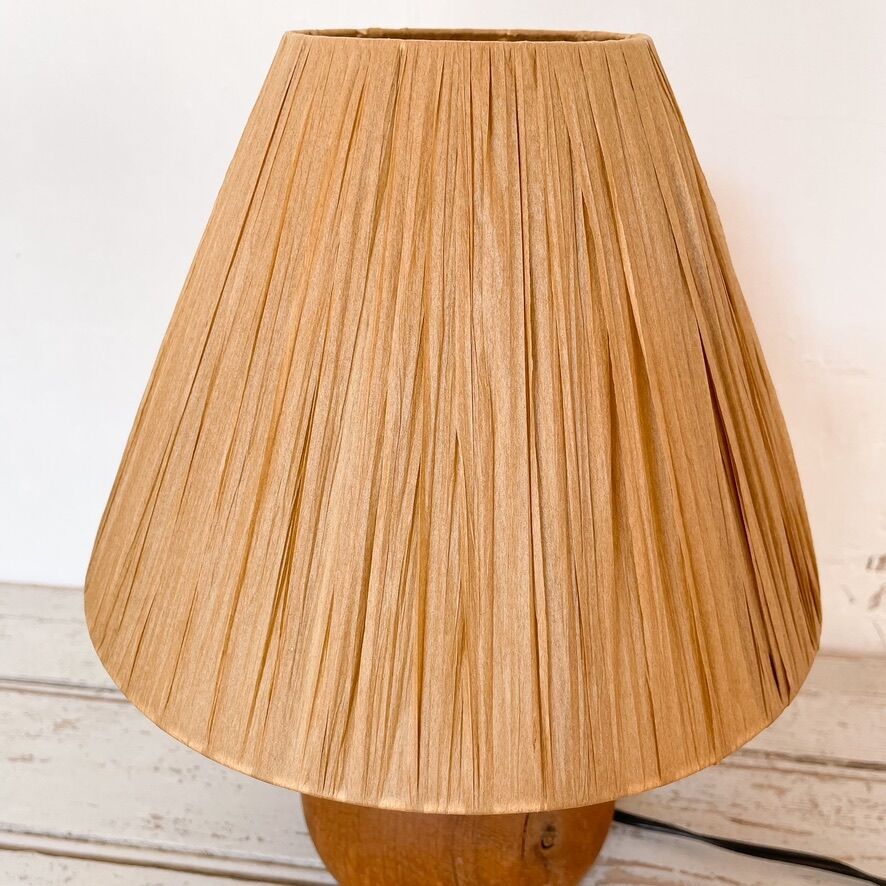 Wooden and raffia lamp