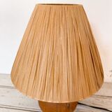 Wooden and raffia lamp