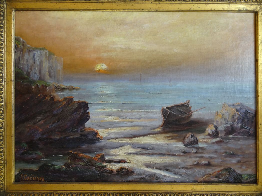 Marine, oil painting on canvas by Louis CADIERRA, 60 x 47 cm