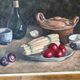 Nature morte aux asperges, huile sur toile signée