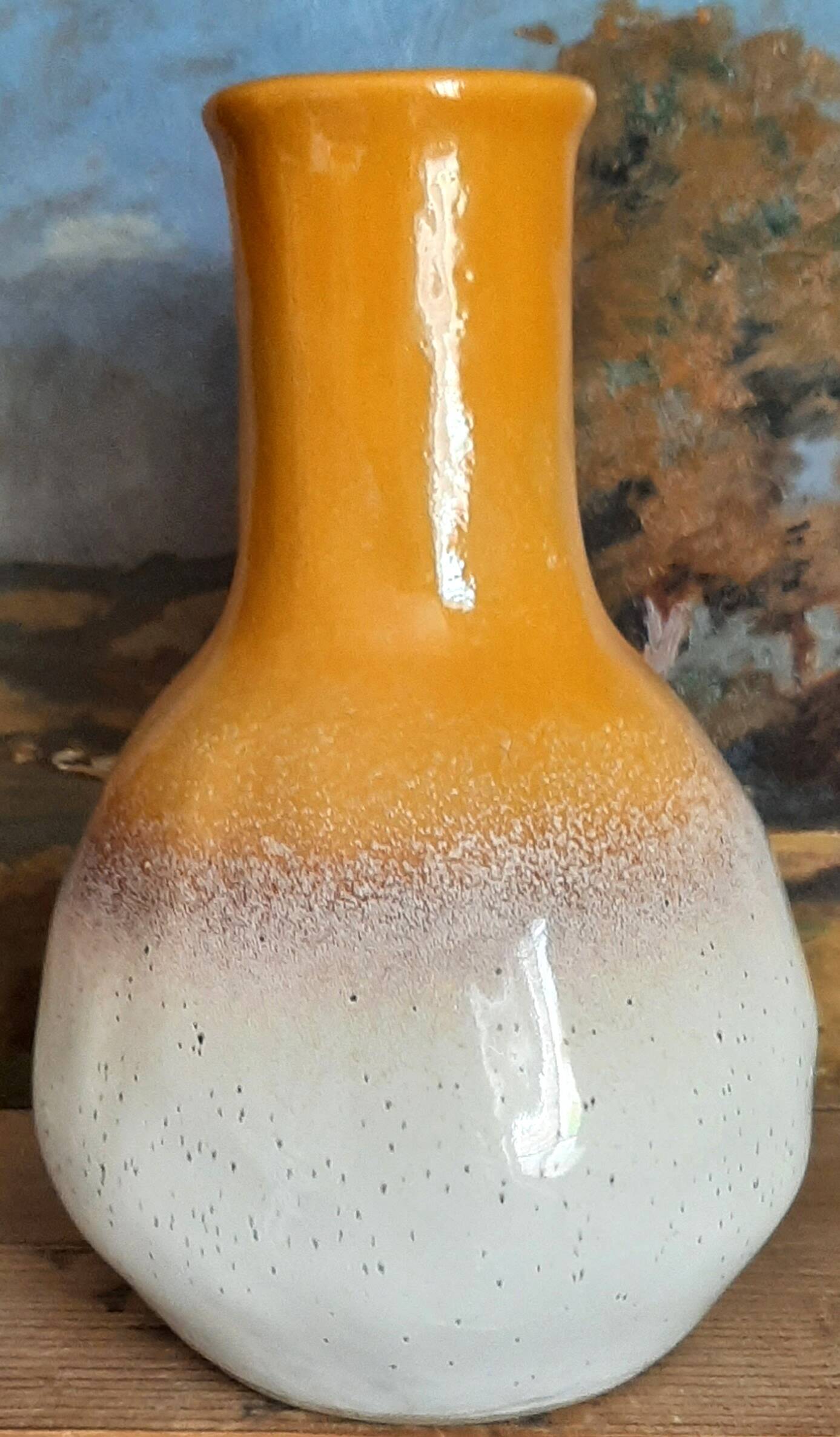 Two-Tone Ceramic Stoneware Carafe Pitcher - Vintage Design