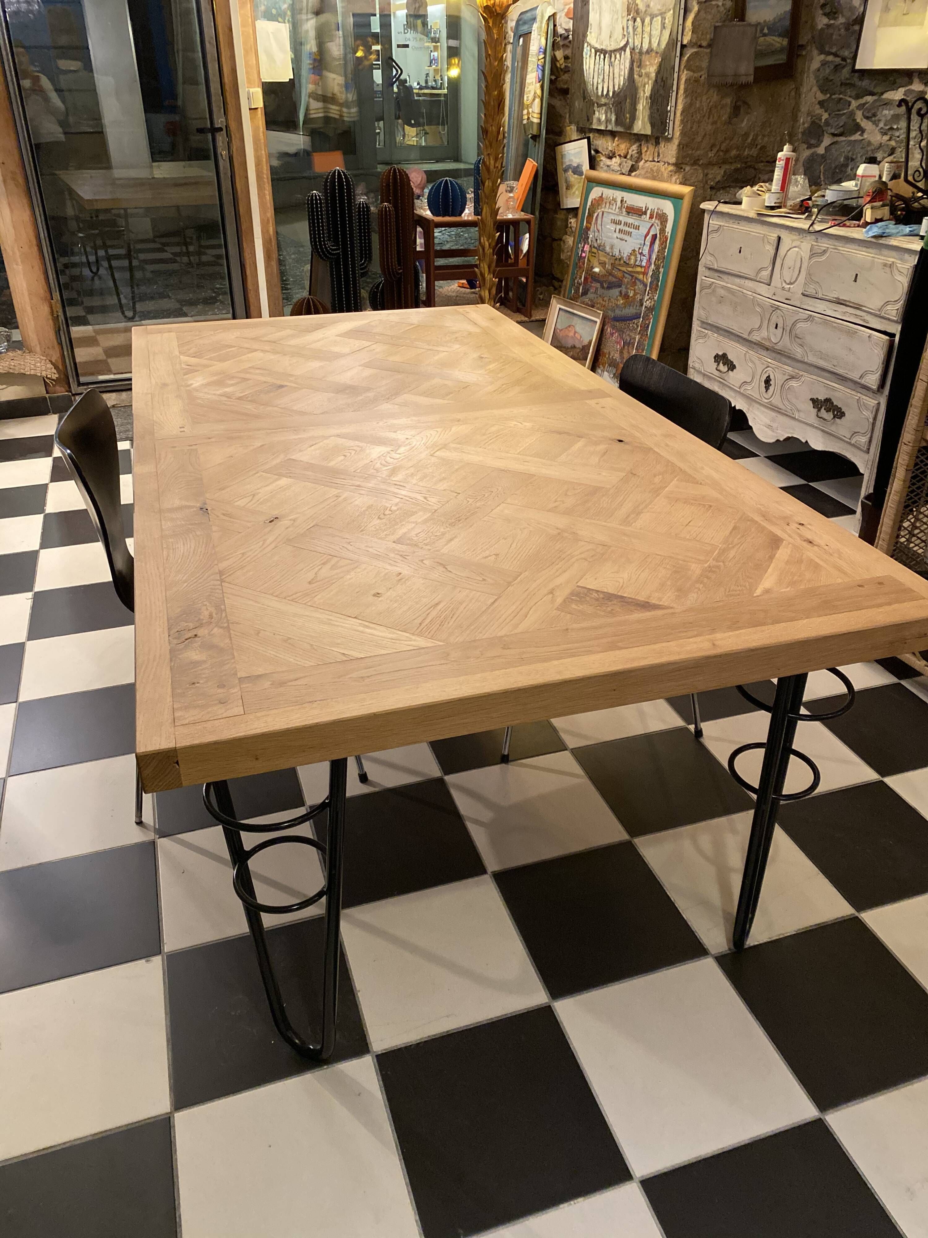 Table repas parquet de Versailles chêne massif