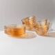 Tasses à café vintage en verre des années 1950, lot de 5, verre nervuré irisé abricot avec soucoupes, design italien Gondolo
