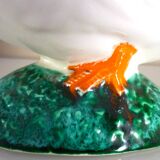 Glazed ceramic bird, signed Vallauris with bright colors