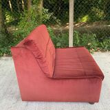 Scandinavian convertible sofa bed, 1-seater, in burgundy velvet with polka dots, 1930s