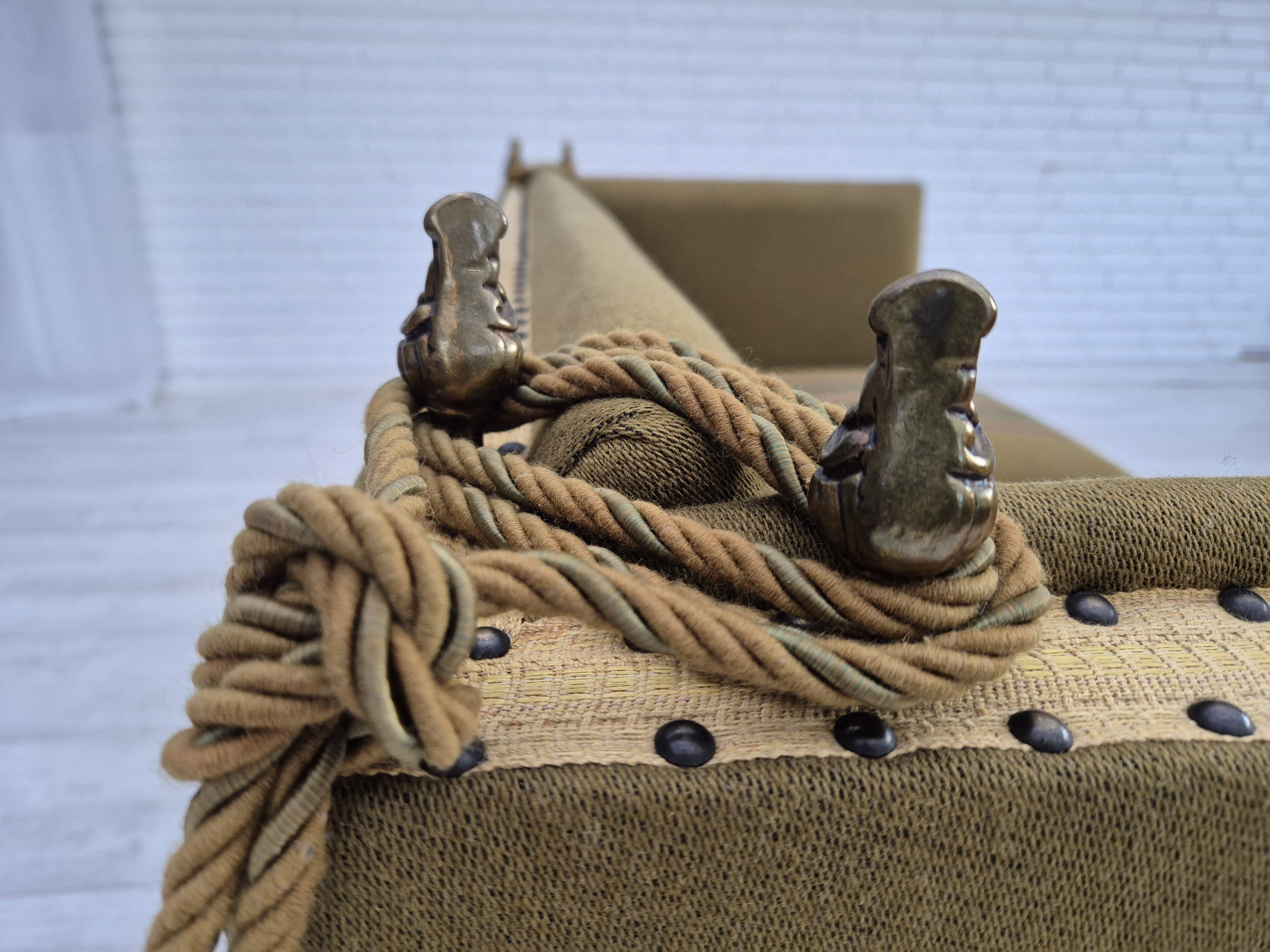 1960s, Danish velour 2 seater drop arm sofa, wool, original condition.