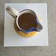 Large blue and yellow hand painted carafe H:20cm