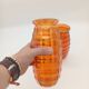 Paire Vases Art Déco Josef Invald Carnival Marigold Orange Irisé Jacobean