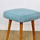 Blue turquoise square vintage stool PRL 1970s