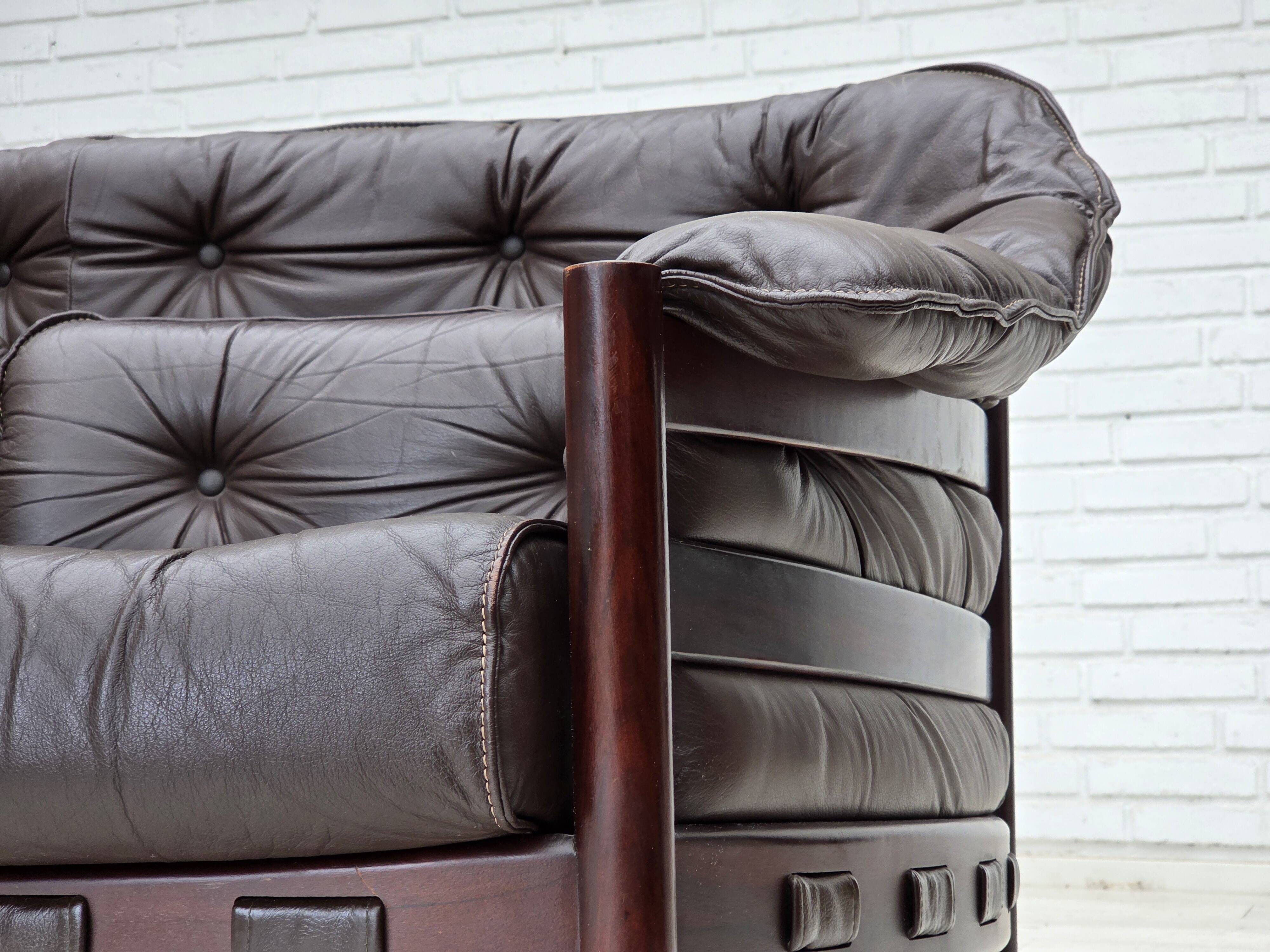 1970s, Scandinavian 3-seater sofa by Arne Norell, furniture leather.