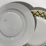 6 Dessert plates with yellow and black braiding pattern
