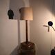 Large Art Deco floor lamp in oak by Charles Dudouyt, 105 cm