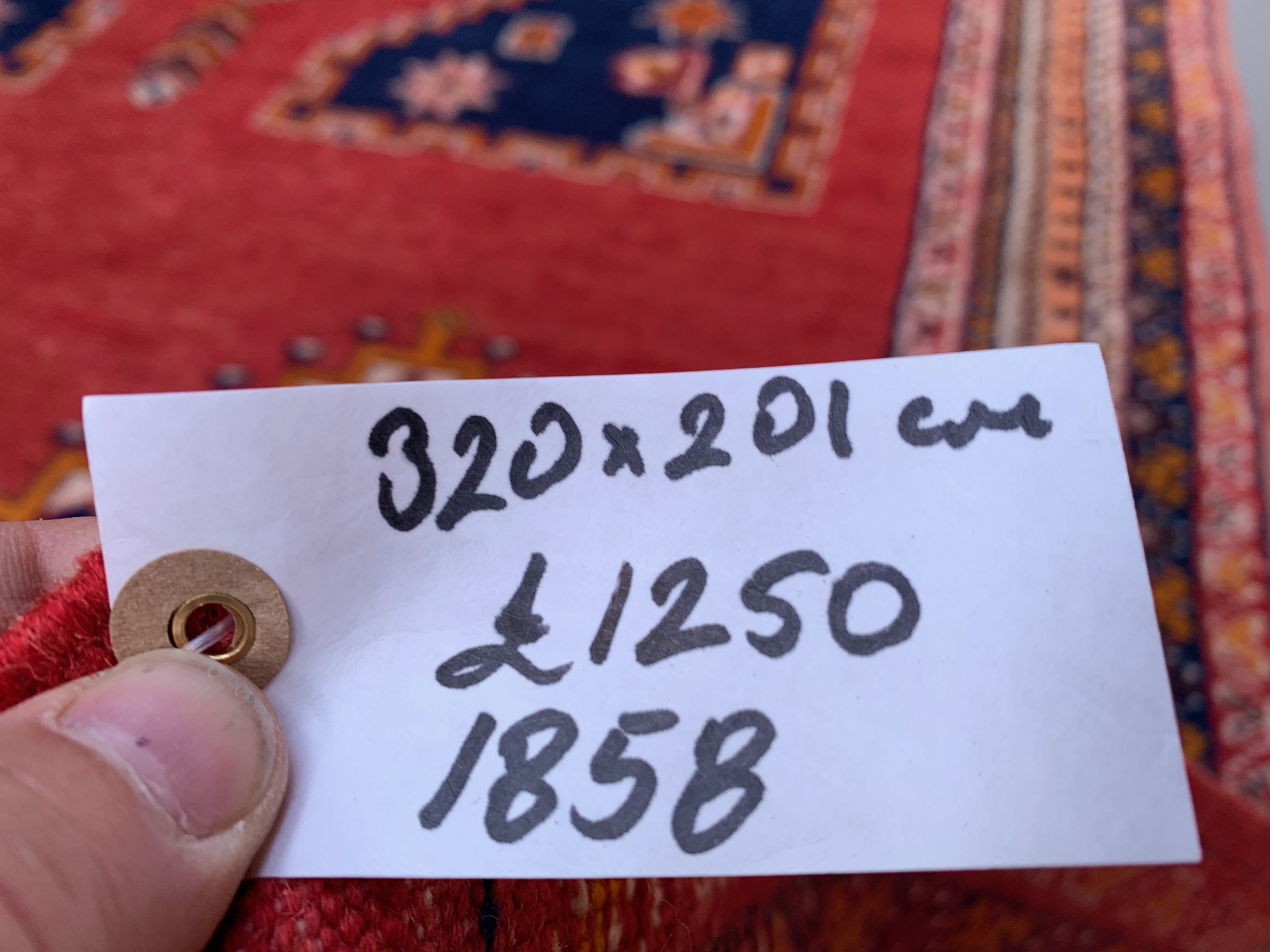 Vintage moroccan rug 320x201 cm tazenacht berber atlas, tribal red, blue large