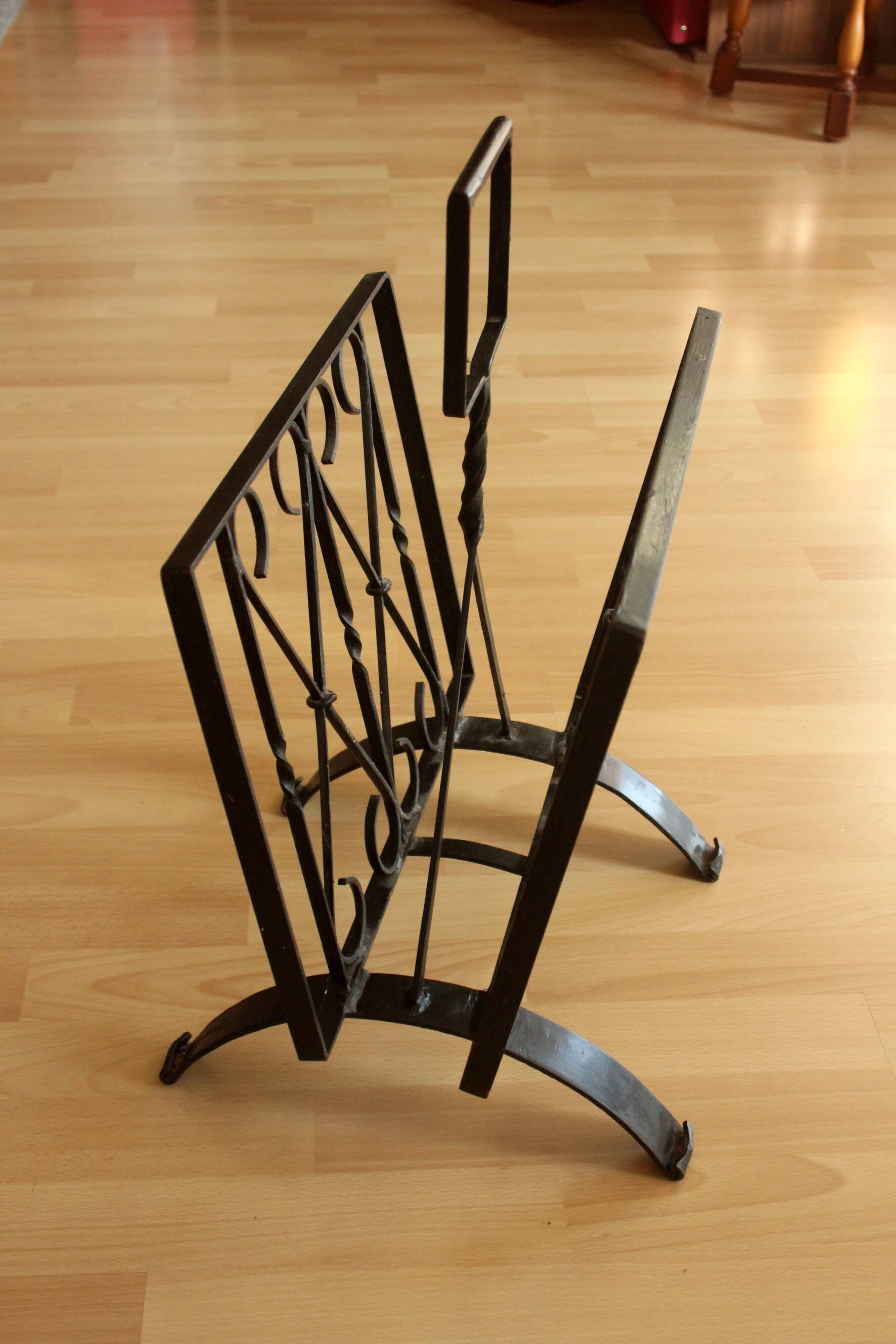 Handmade wrought iron magazine rack - vintage