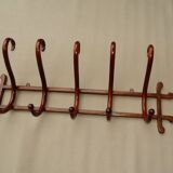 Wall-mounted coat and hat rack with 5 hooks by Thonet - 1900 - curved wood
