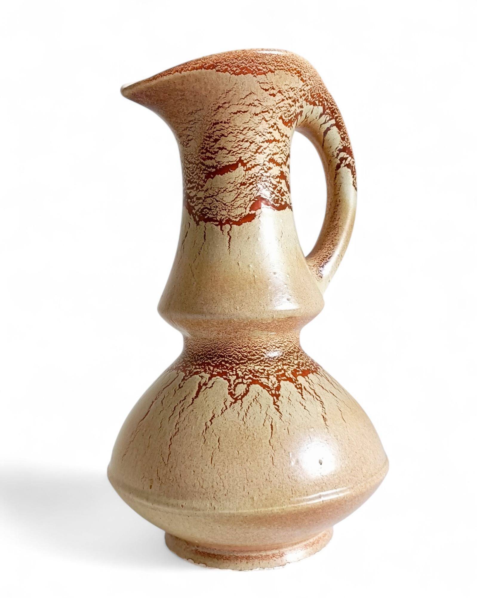 Mid-Century Ceramic Jug Vase by Roberto Rigon for Bertoncello, Signed, 1960s