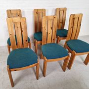 Ensemble de 6 chaises de salle à manger en pin danois, années 1970.