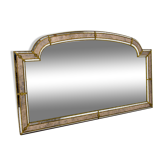 Multi-facets mirror with brass garlands, france, 1970s
