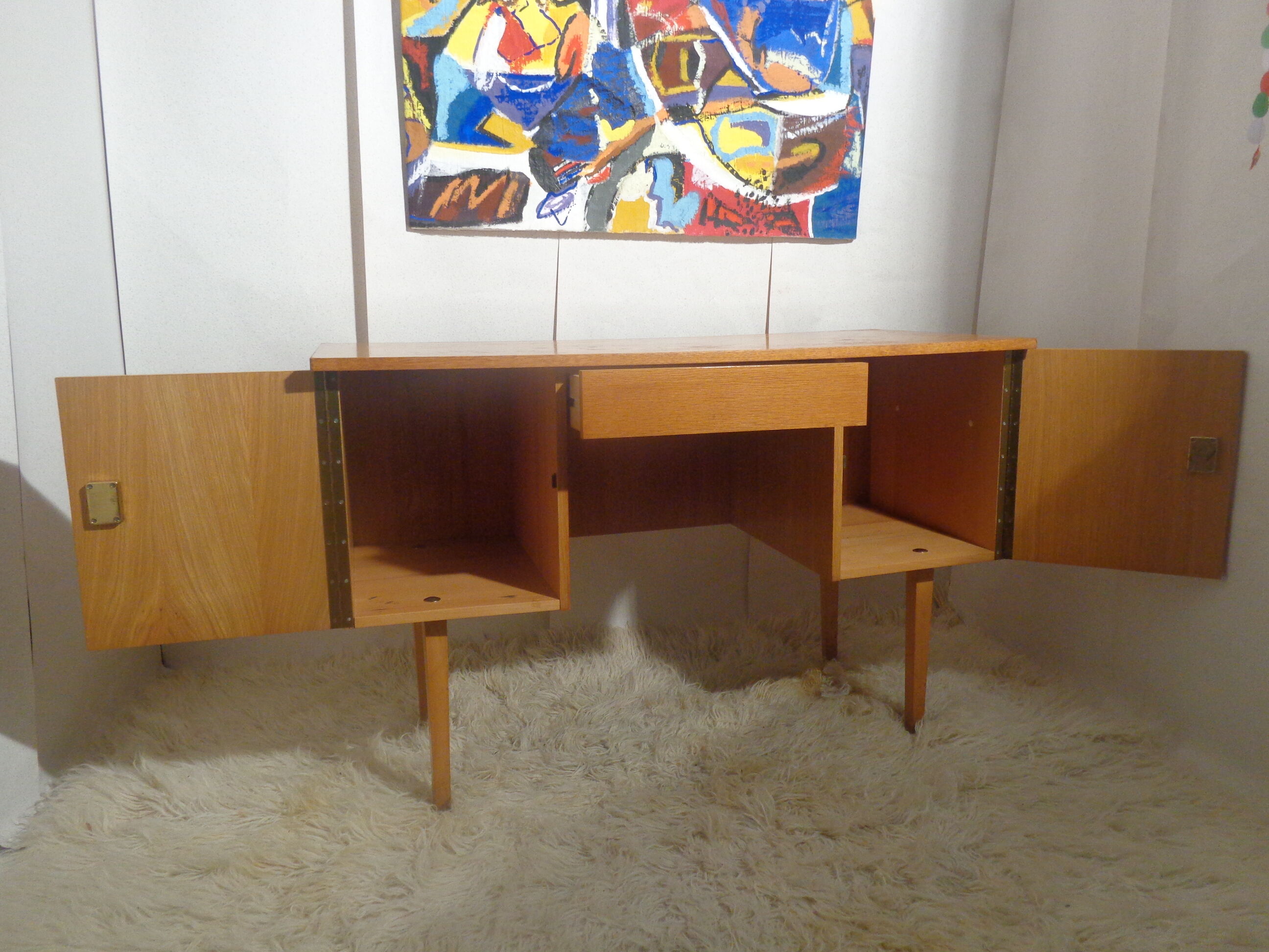 Bureau vintage des années 60 en bois clair