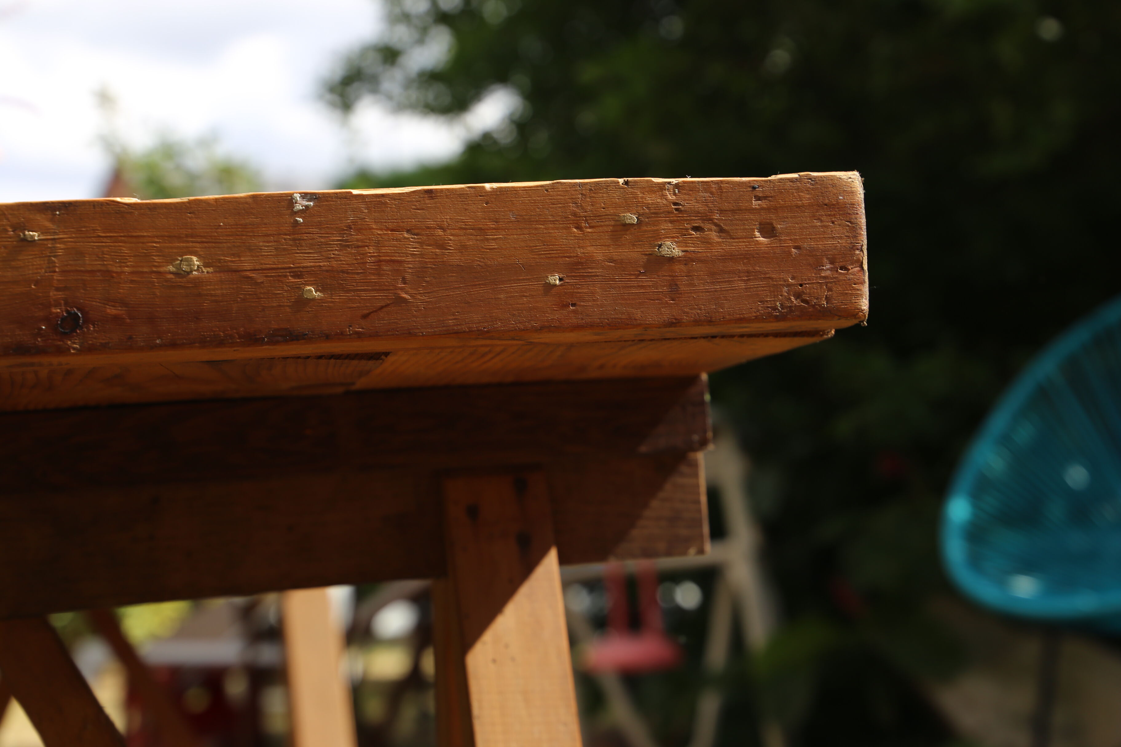 Farm table on trestles, 178 cm x 68 cm