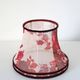 Recycled vintage lamp — burgundy ceramic base, floral voile shade