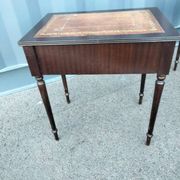Pair of bedside tables side tables old leather top style louis xvi