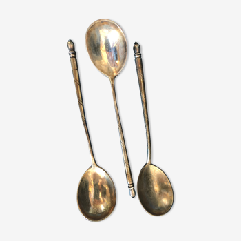 Set of 3 small round silver spoons