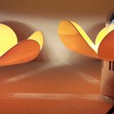 Duo of orange flower wall lamps 70