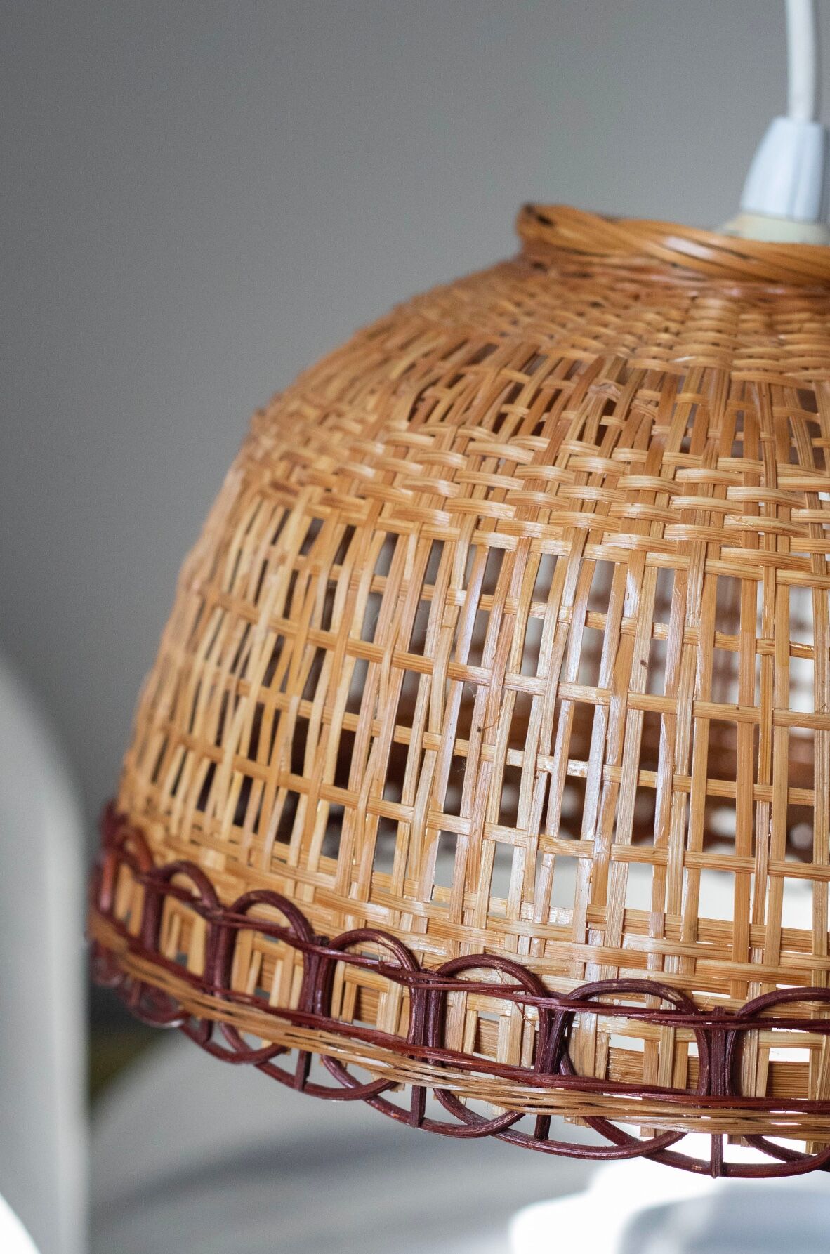 Vintage wicker pendant lamp