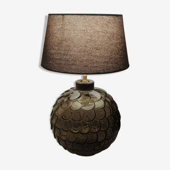 Old art deco grey/mole artichaud lamp with grey lampshade