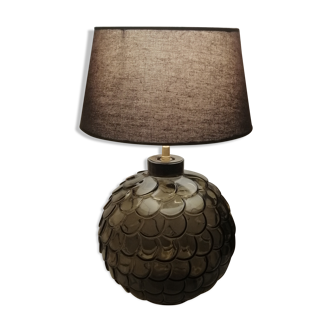 Lampe ancienne art déco artichaud gris taupe avec abat jour gris