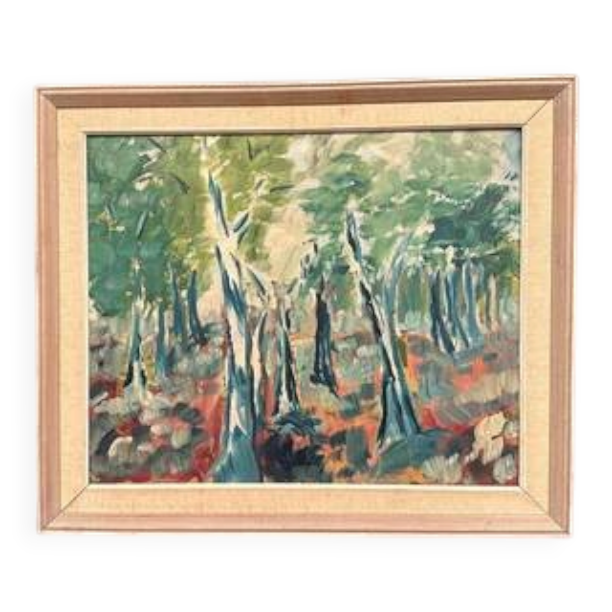 Original Swedish Oil on Panel – “Abstract Forest” – Signed – Vintage