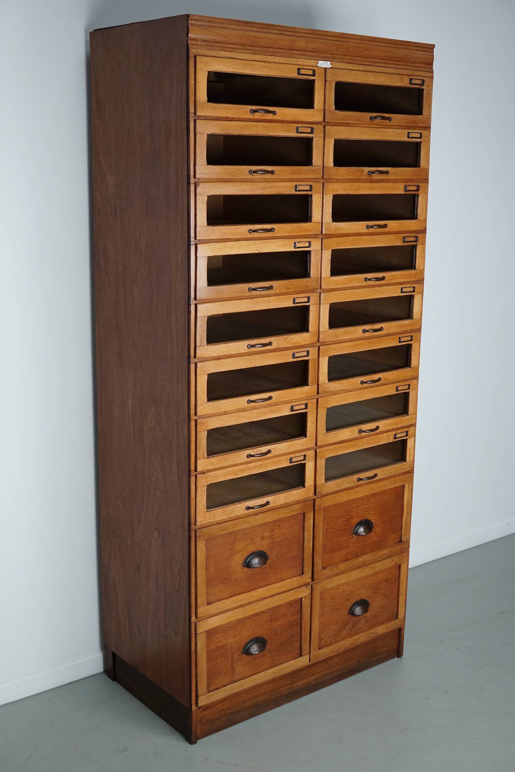 English Haberdashery Shop Cabinet with Glass Fronted Drawers, Circa 1930s