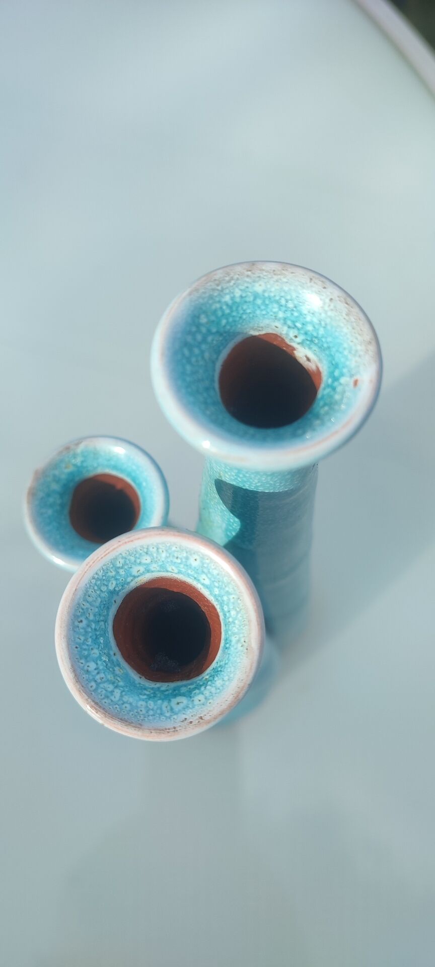 "Organ" triple soliflore vase in artisanal ceramic
