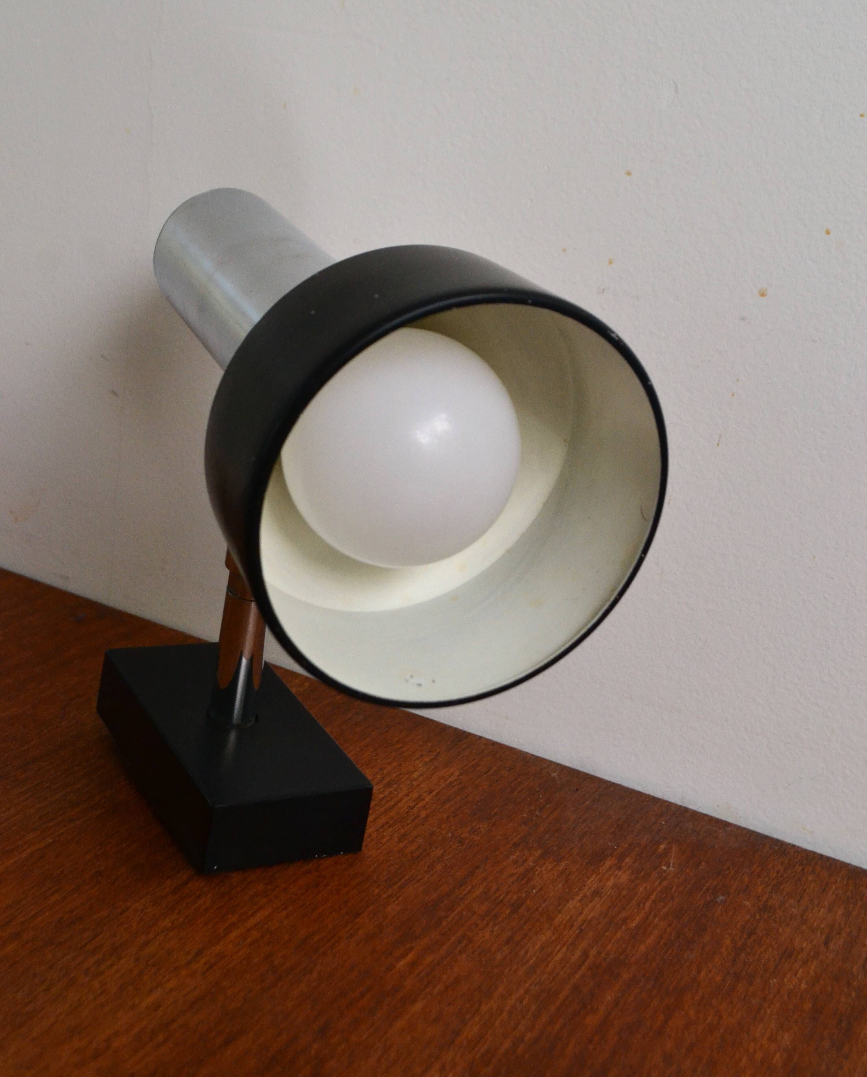 ERCO wall light spotlight 70s chrome black metal