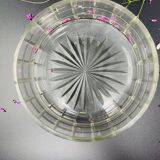 Vintage box made of chiseled glass and covered metal, taken in black Bakelite