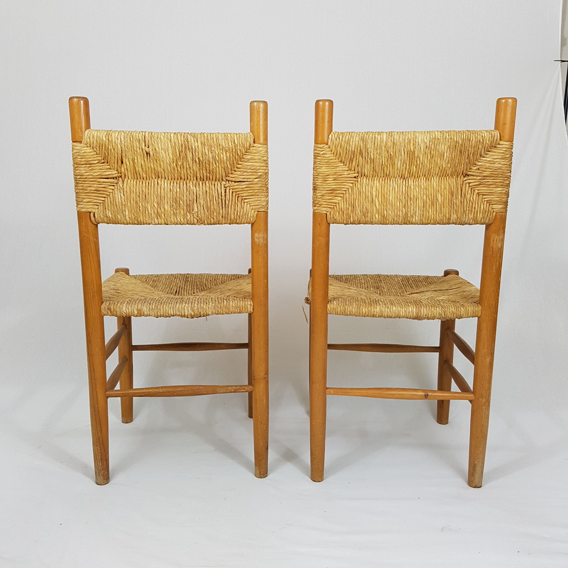 Chaises paillées rustiques années 70