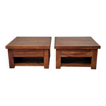 Paire de chevets en noyer artisanal XXème