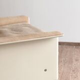 Fauteuil design 620 en cuir suédé beige par Dieter Rams, Vitsœ, Mid-Century