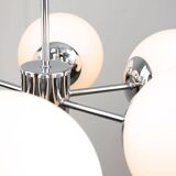 Space Age Italian Sputnik Chrome and Opaline Chandelier, 1970s