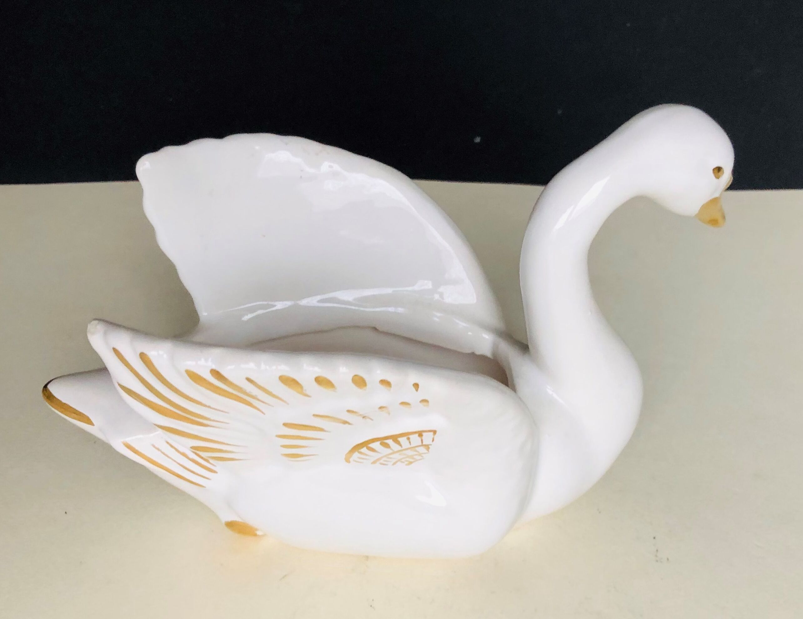 Empty swan white earthenware pockets
