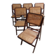 Vintage folding cane and wood chairs